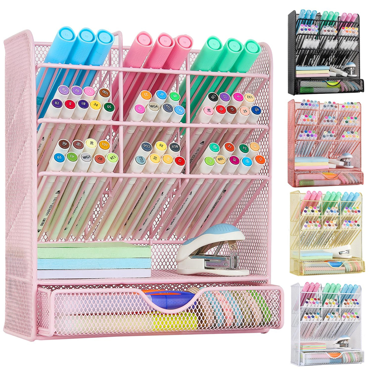 Spacrea Pen Holder Desk Organizer - Desk Organizers and Accessories, Pencil Holder with 10