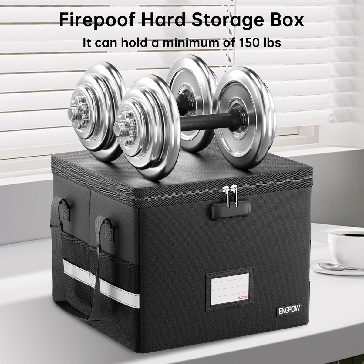ENGPOW 5200°F Fireproof Document Box with Lock, Heat Insulated Collapsible File Storage Organizer