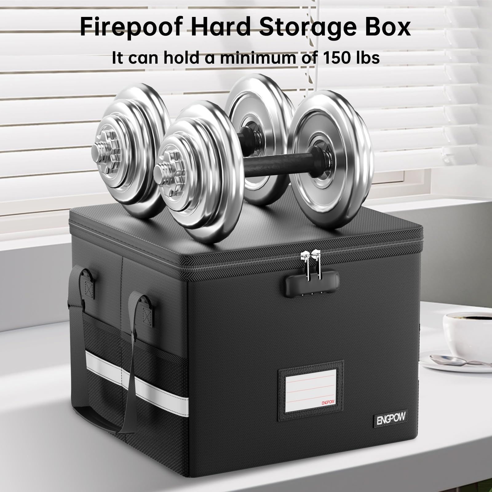 ENGPOW 5200°F Fireproof Document Box with Lock, Heat Insulated Collapsible File Storage Organizer
