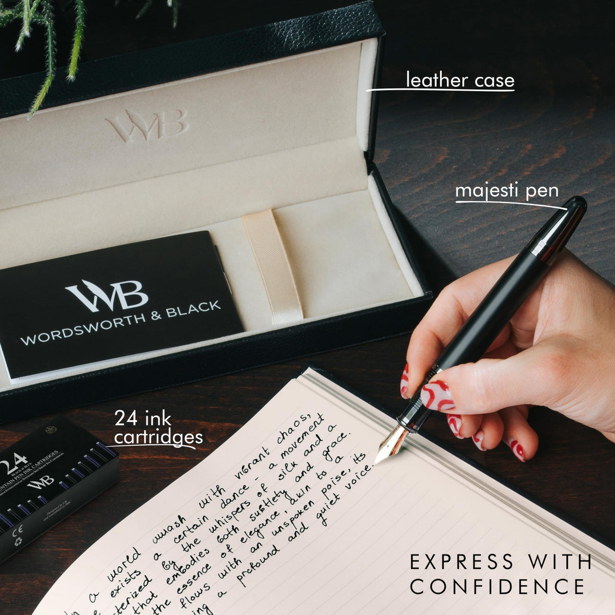 Wordsworth & Black Majesti Luxury Fountain Pen Set for Writing, Medium Nib