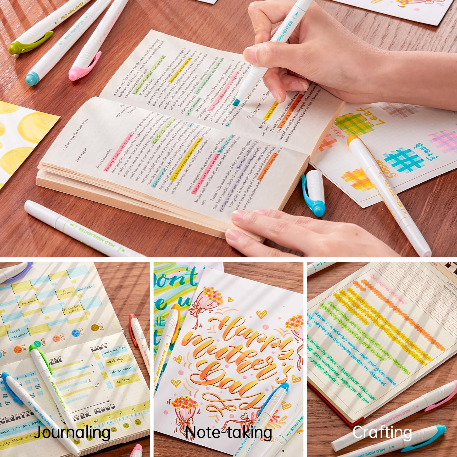 Shuttle Art 30 Colors Highlighters, Pastel Highlighter Pens Assorted Colors, Dual Tip Mild Color