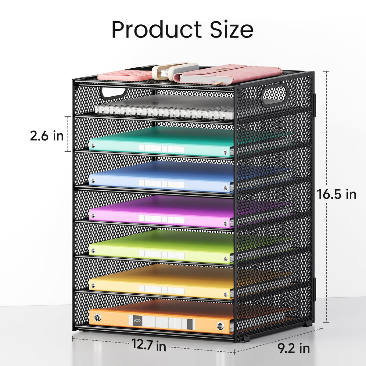 Lavatino 2 Pack 8-Tier Office Desk File Organizer, Letter Tray Paper Organizer with Handle
