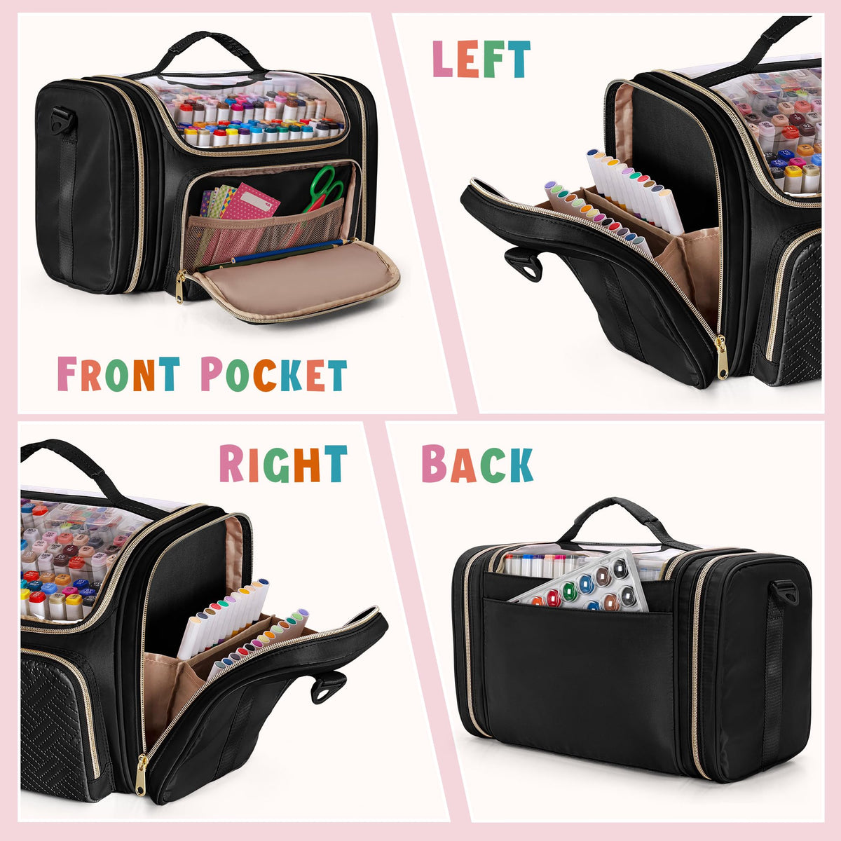 Rexmica Marker Organizer Case Storage Bag for 180-300 Markers, Black