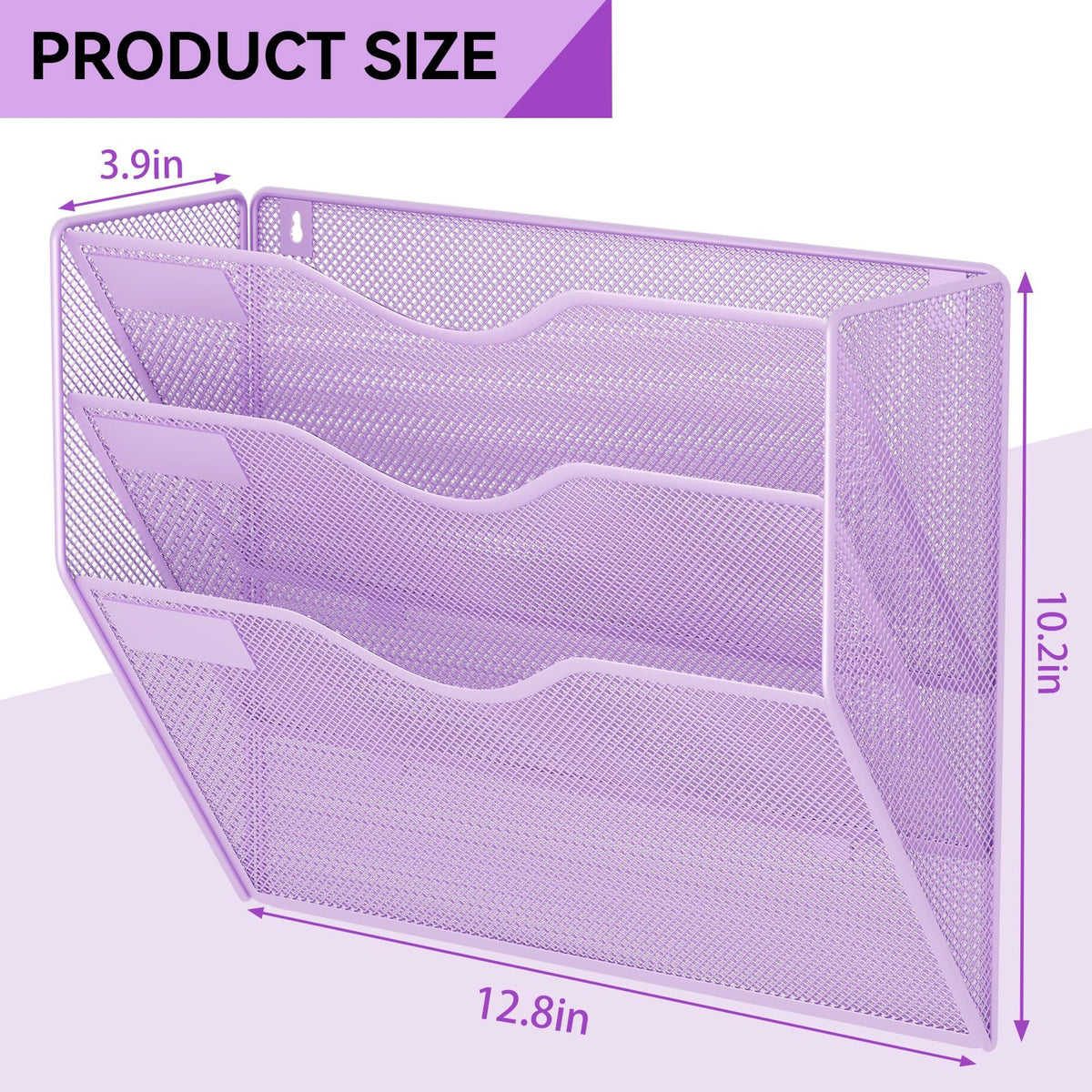 GDINDINFAN 3 Pockets Hanging Wall File Organizer Mail Holder, Wall Mounted Paper Document Folder