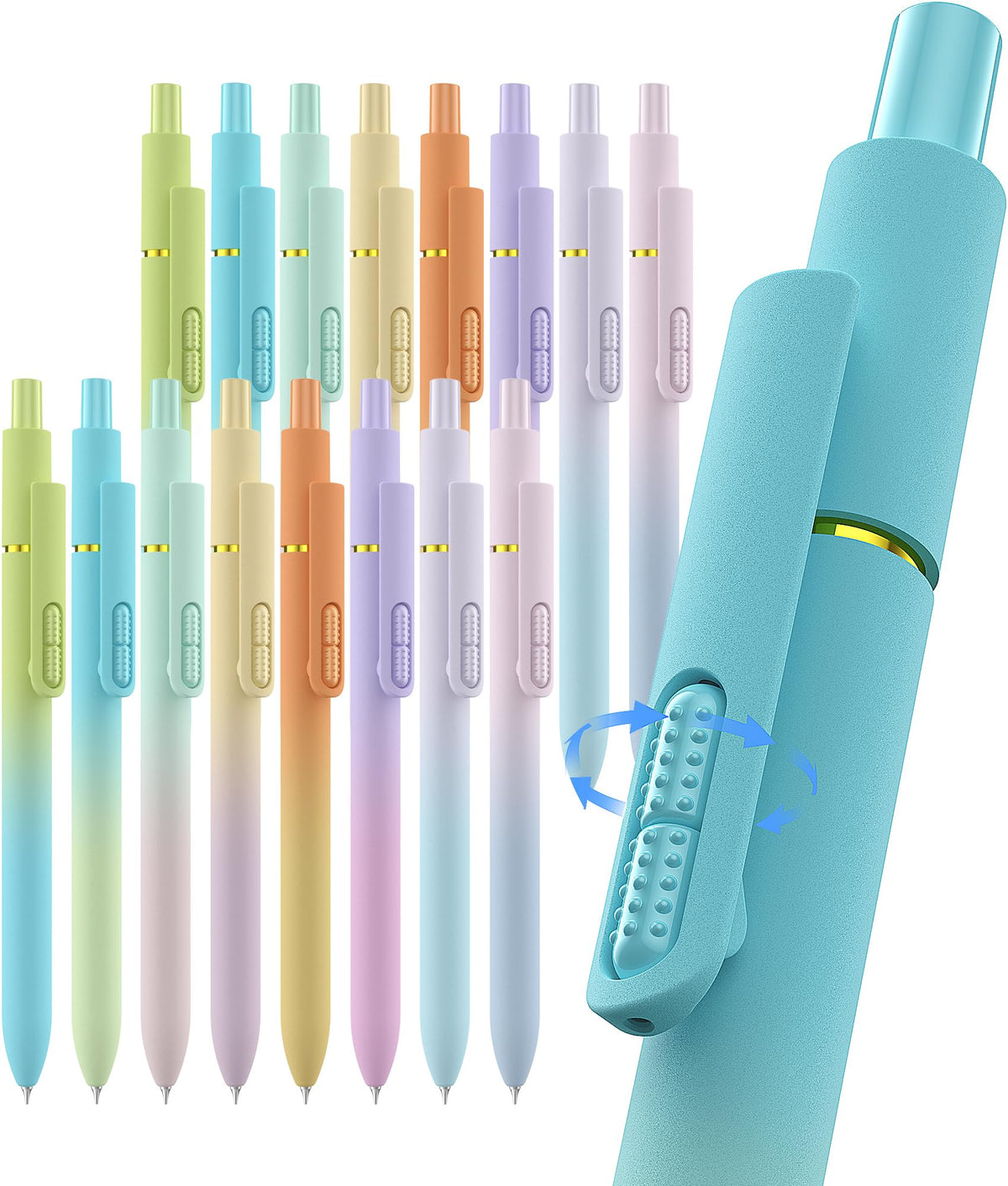 inkipen 16 Pcs Gel Pens-Black Ink, Fine Point(0.5mm),with Fidget Clip