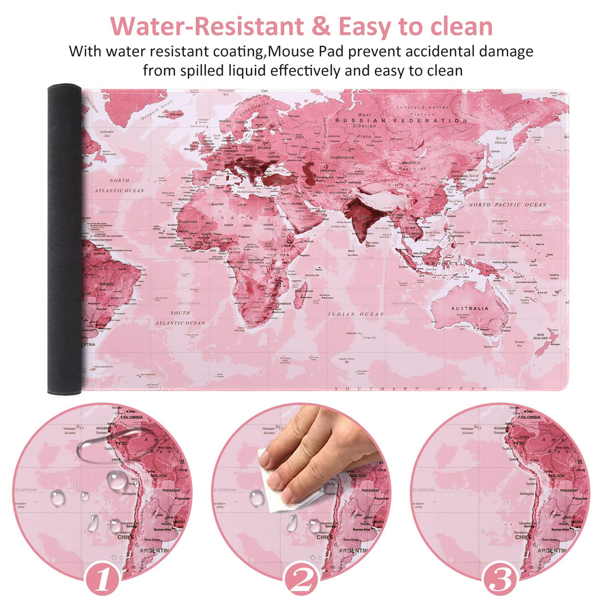 iCasso Gaming Mouse Pad,35.4x15.7 in Desk Pad,Pink World