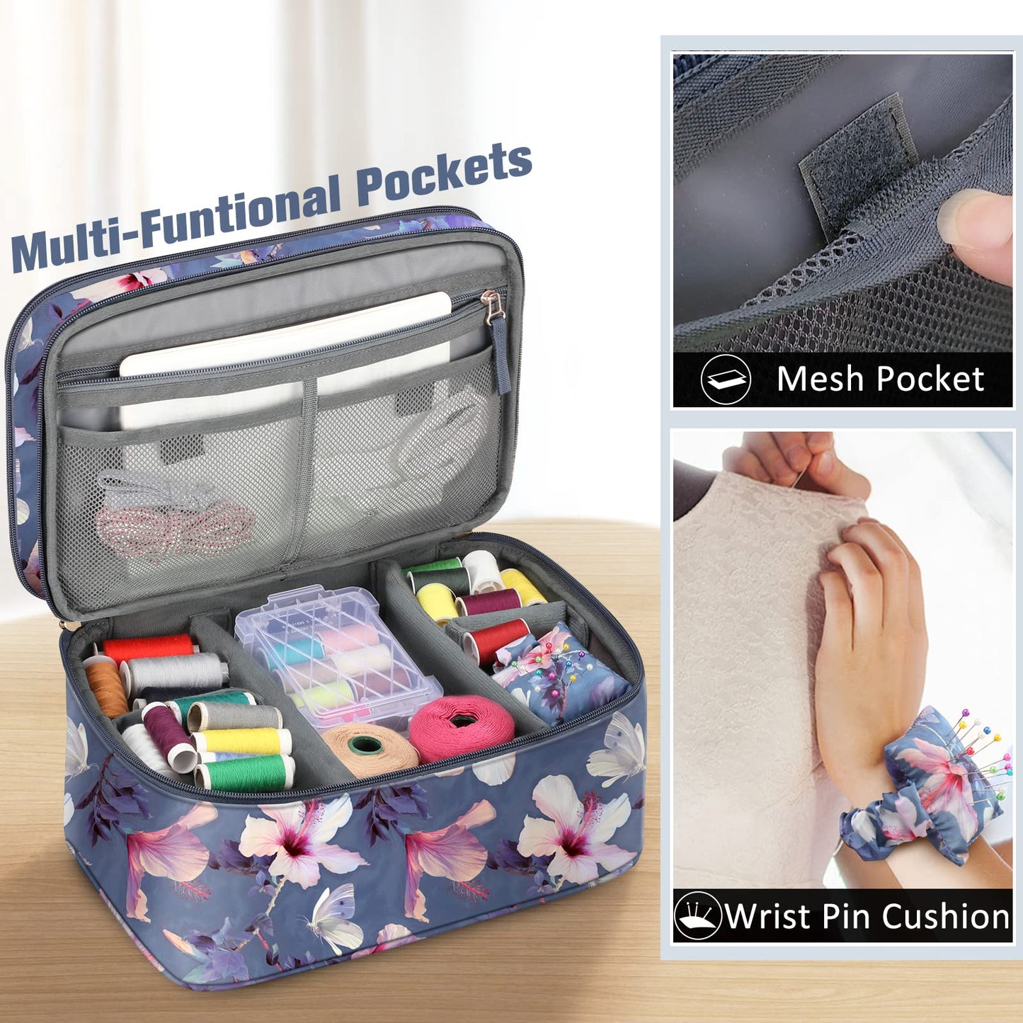 FINPAC Double-Layer Sewing Accessories Storage and Organizer Case Bag