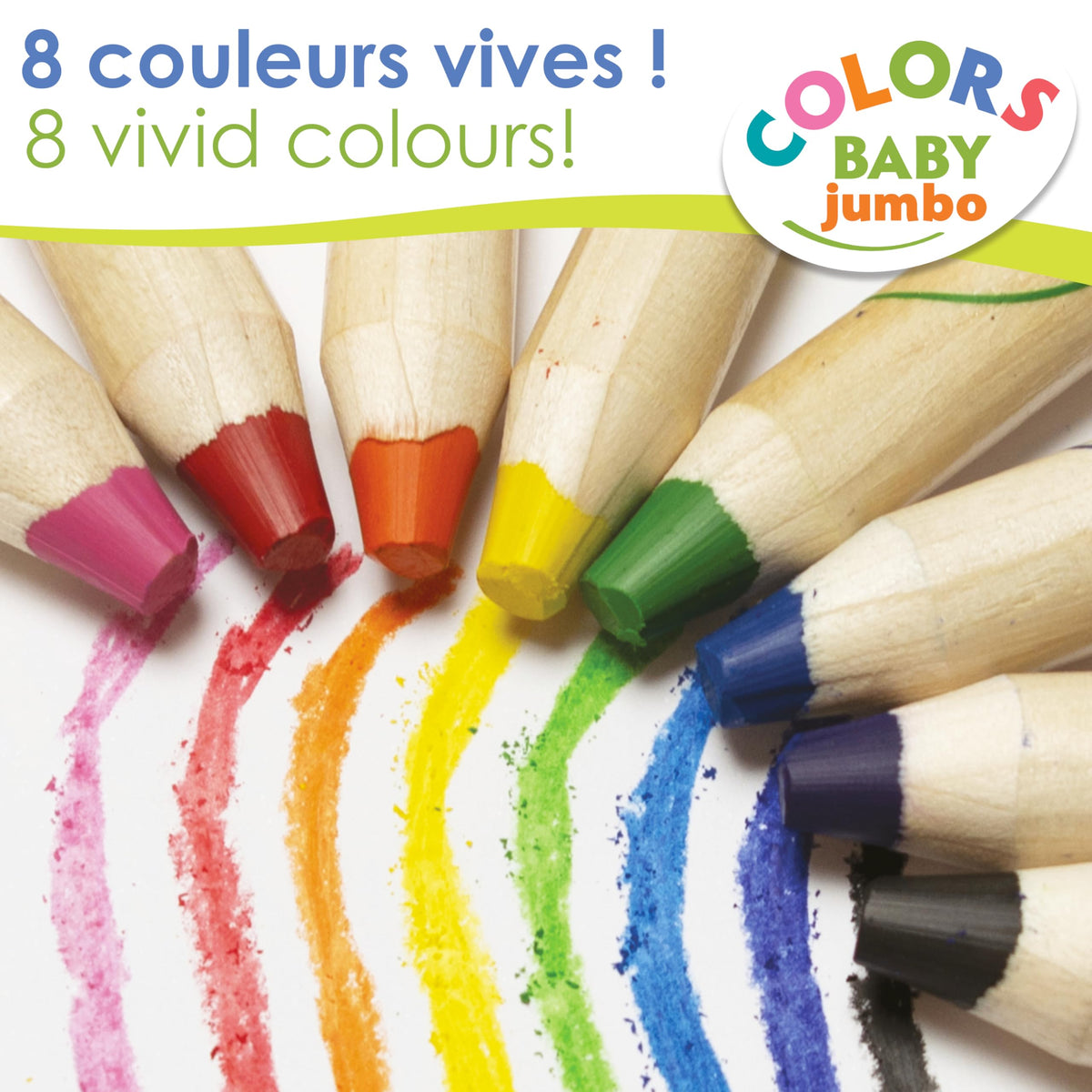 Aladine - Baby Jumbo Colors - Set of 8 Colour Pencils - Soft and Washable Trace - Easy to Handle