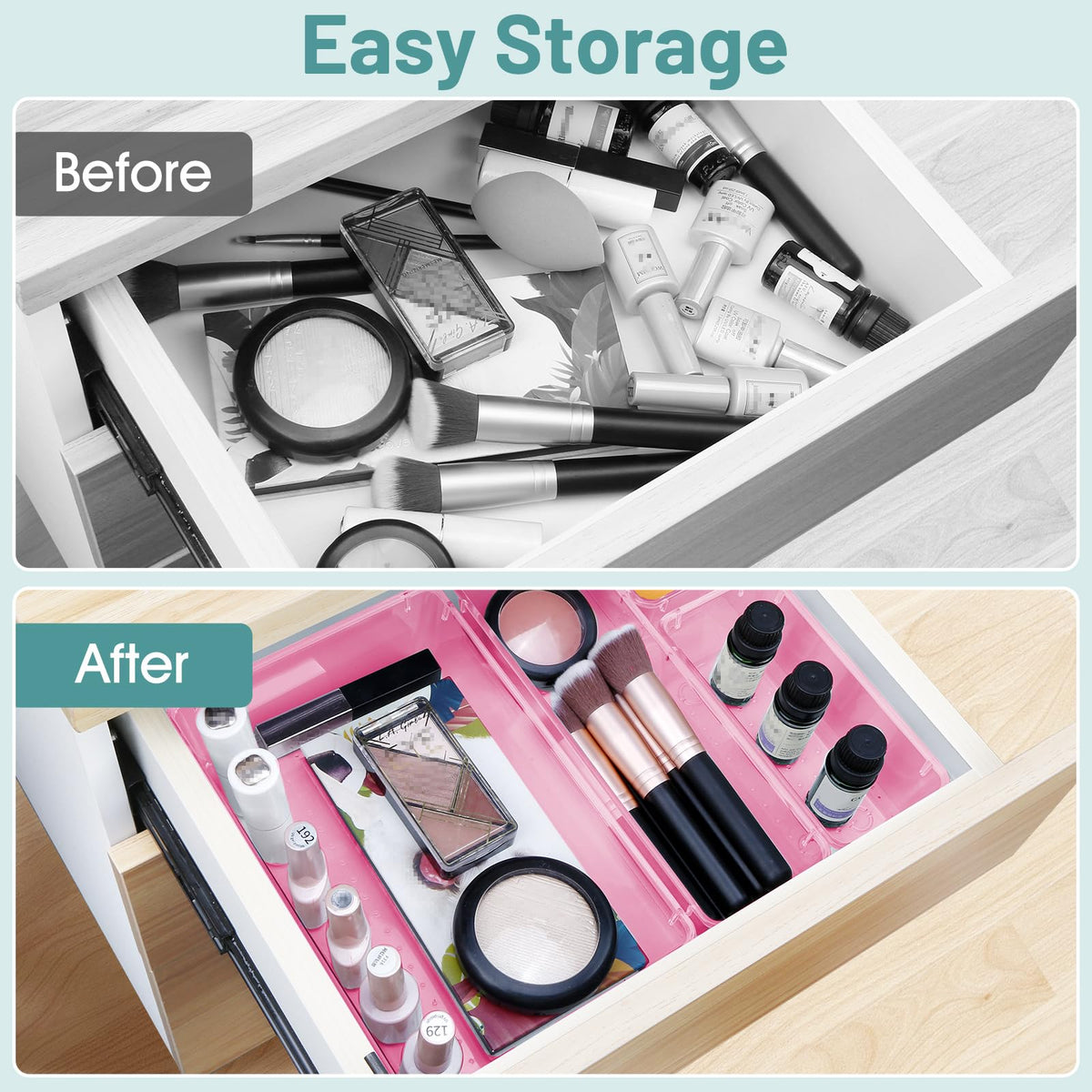 25 PCS Plastic Drawer Organizer Set, Makeup Organizers and Storage Bins