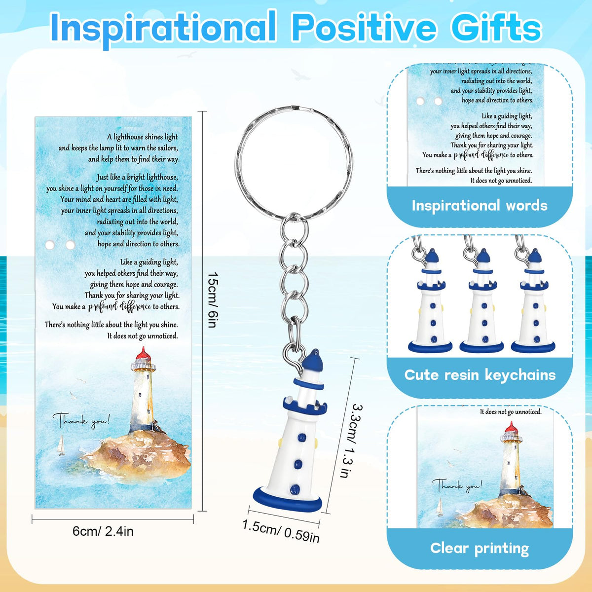 Sayglossy 50 Set Inspirational Lighthouse Pens Bulk Thank You Gift