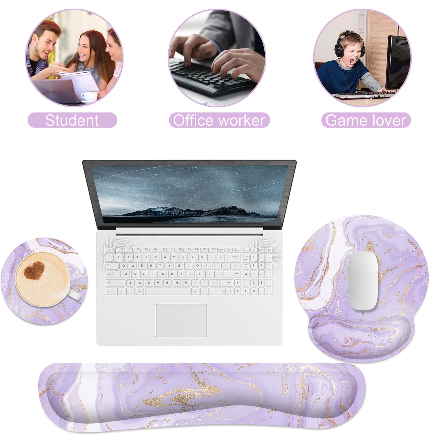 Ergonomic Mouse Pad with Wrist Rest and Keyboard Wrist Rest, Mousepad
