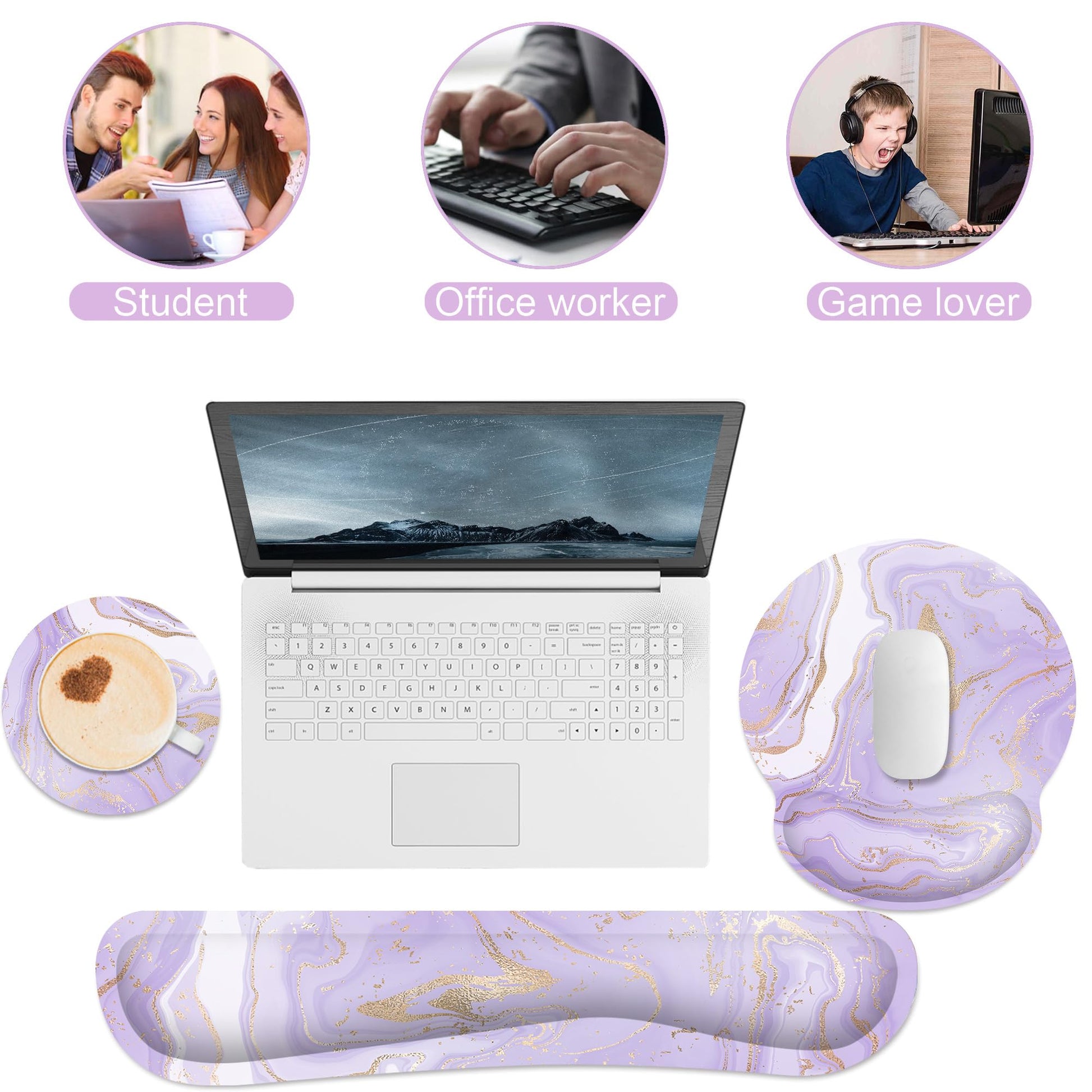 Ergonomic Mouse Pad with Wrist Rest and Keyboard Wrist Rest, Mousepad