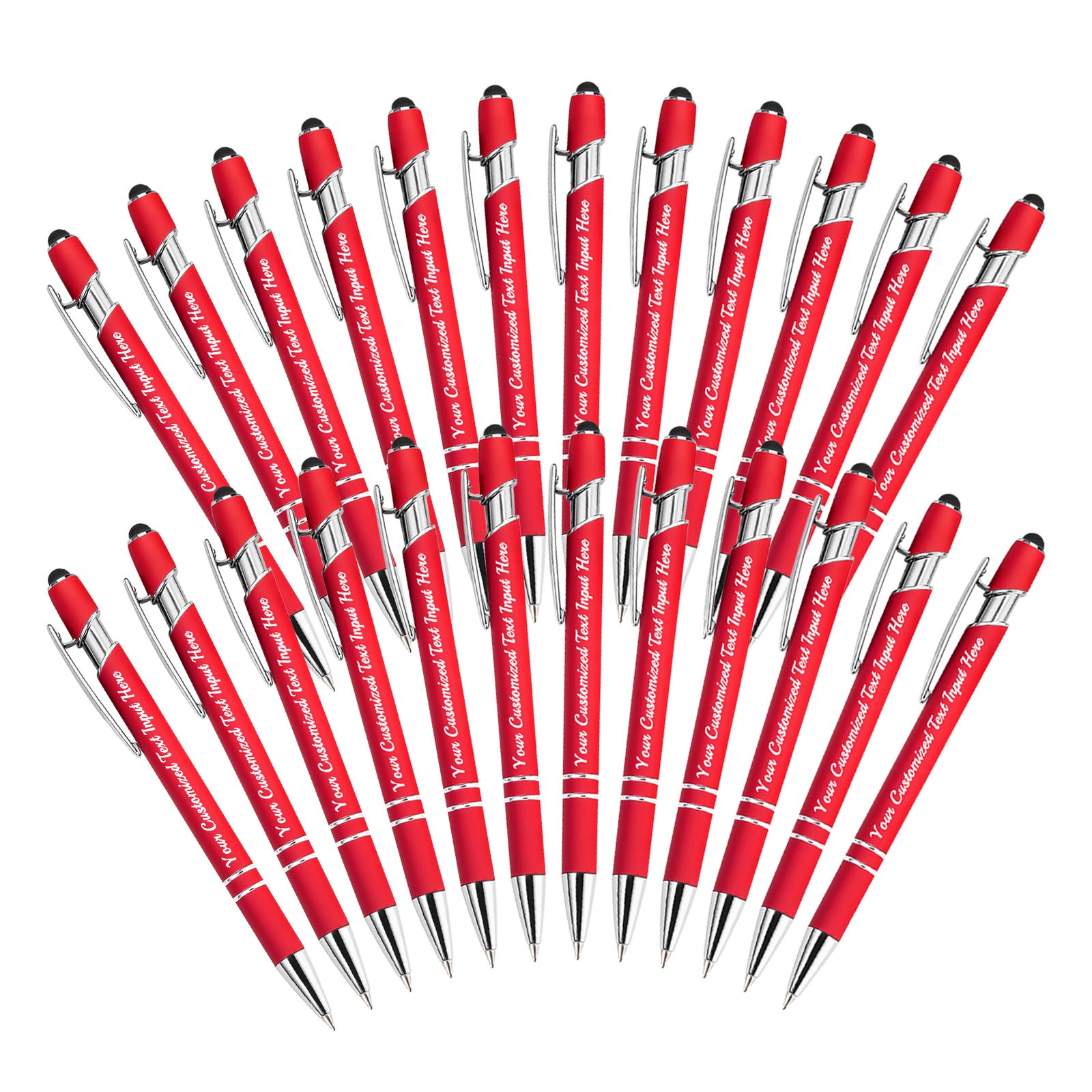 Betenshtresk Personalized Ballpoint Pen 24pcs, Custom Pens Free Engraved Bulk with Name Logo, Soft