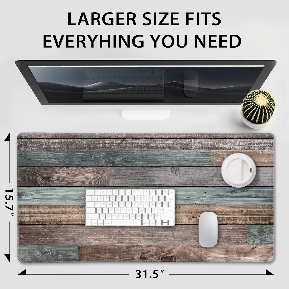 Mcapirivo Rustic Wood Pattern Large Gaming Mouse Pad Desk Mat 31.5"x15.7"