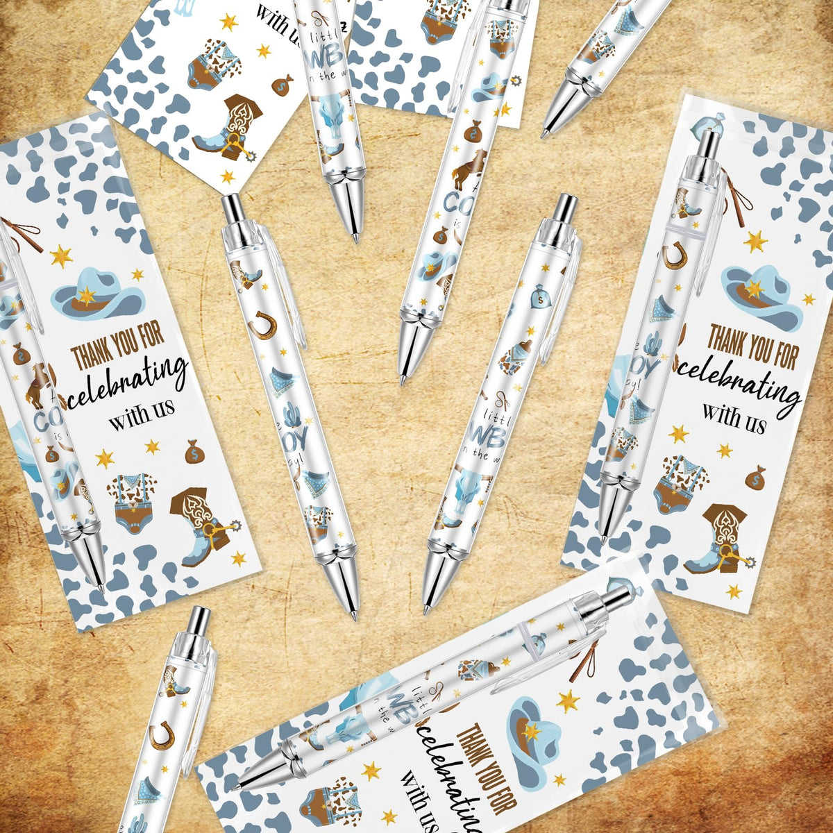 Lebsitey 50 Sets Pen Favors Gifts for Guests Includes 50 Rolling Paper Ballpoint Pens and 50