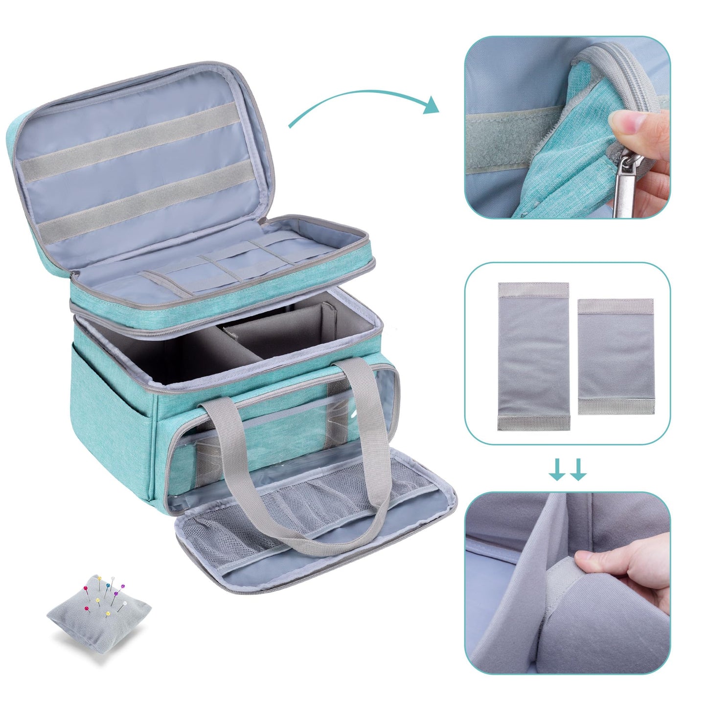 BAFASO Double Layer Sewing Accessories Organizer, Green