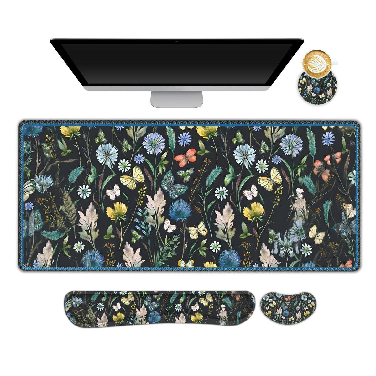 ARTSO Keyboard Mouse Pad Set, Extended Mouse Pad with Keyboard Wrist Rest Support, Memory Foam