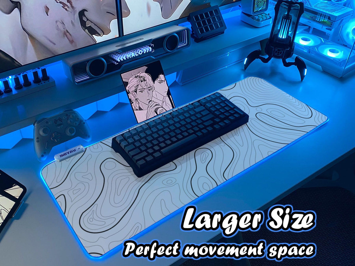JMIYAV White Gaming Mouse Pad RGB Mousepad 31.5x12In Non-Slip Rubber Base Extra Large Cool XL XXL