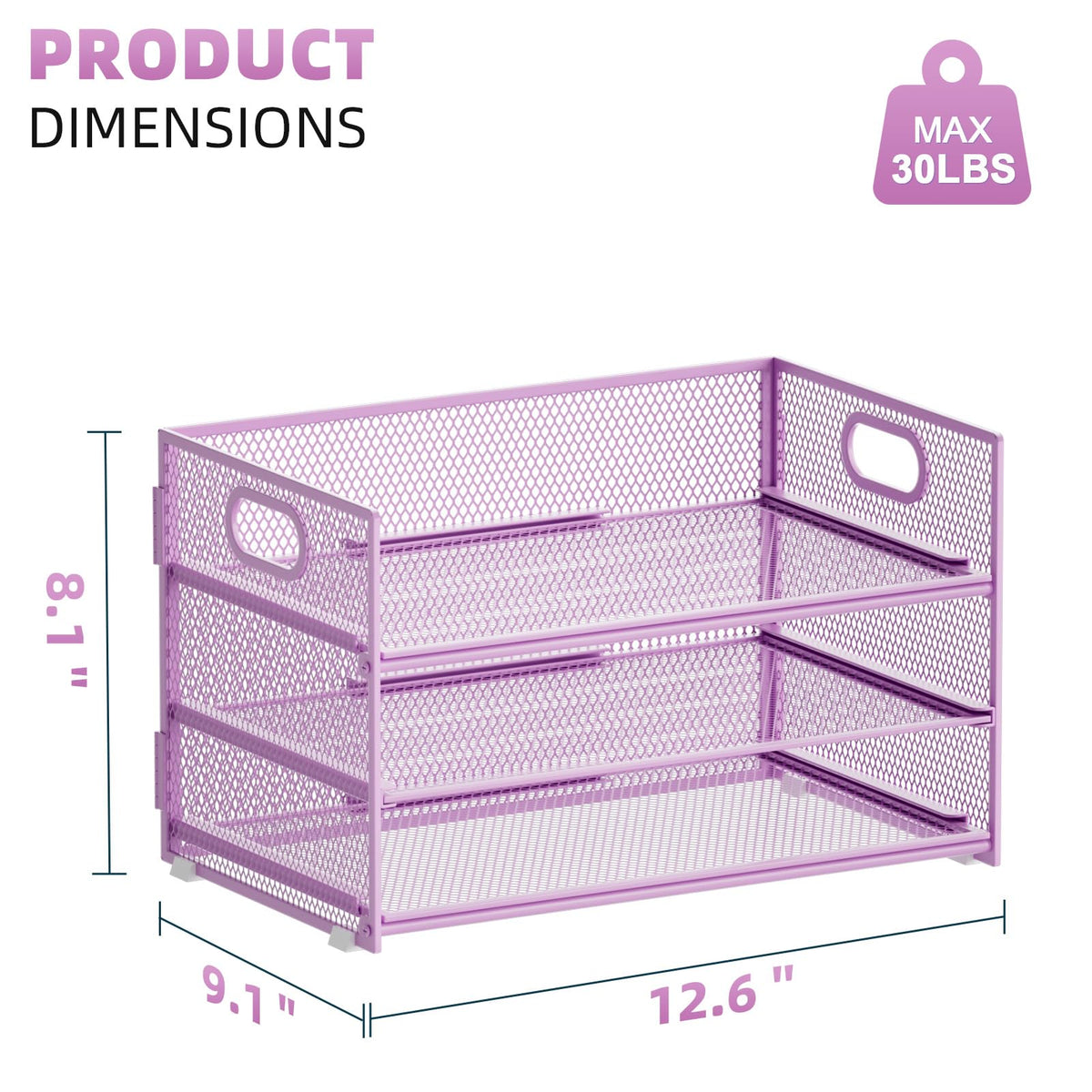 Marbrasse 3 Tier Paper Organizer Letter Tray, Mesh File Organizer with Handle, Paper Sorter Desk