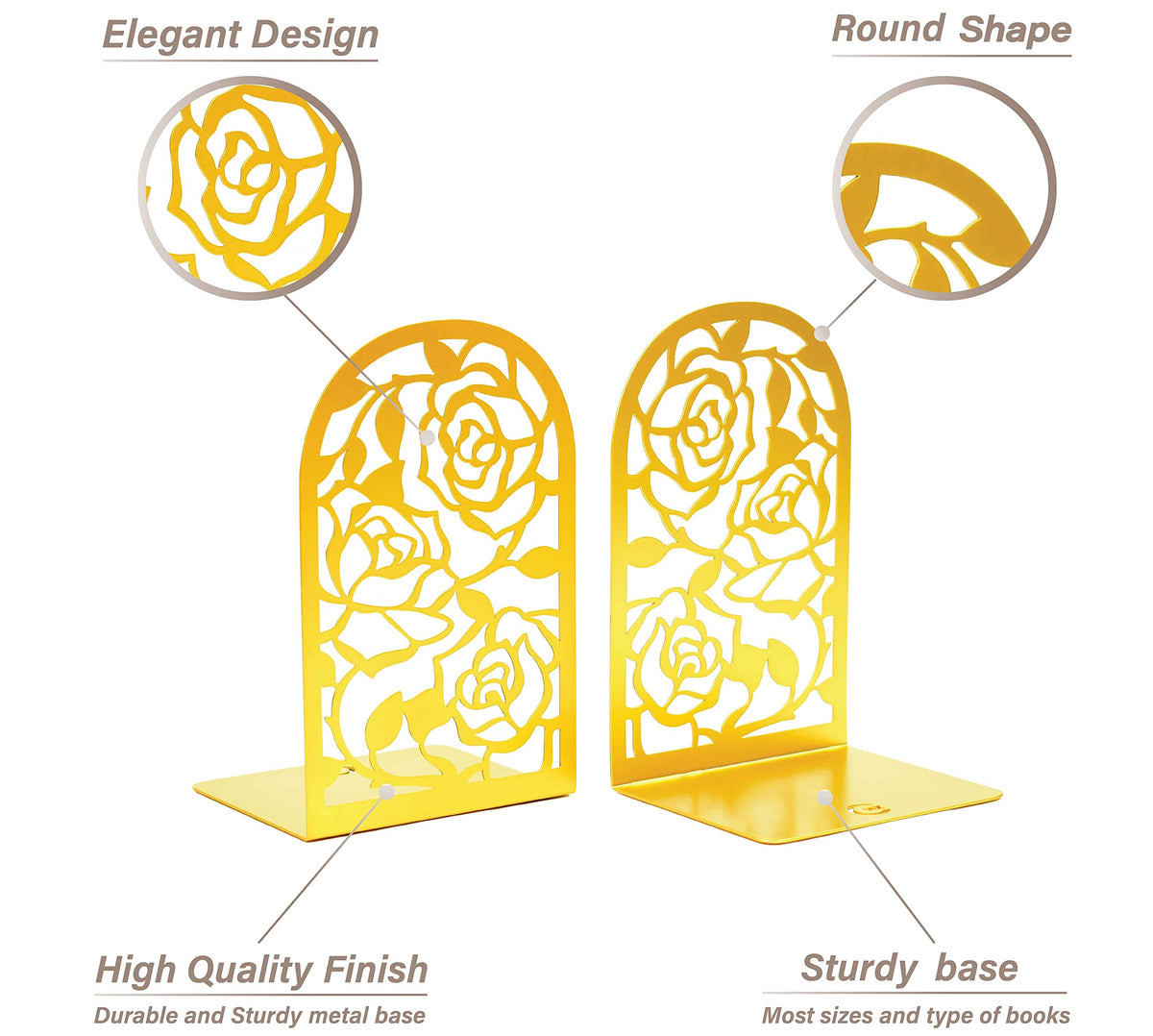 CNK Premium Book Ends for Shelves, Metal Stopper for Home Office Heavy Books, Shelf Holder, Home
