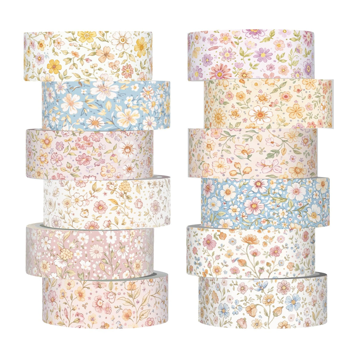 YooNotee 12 Rolls Floral Washi Tape Set,Vintage,Little Flowers