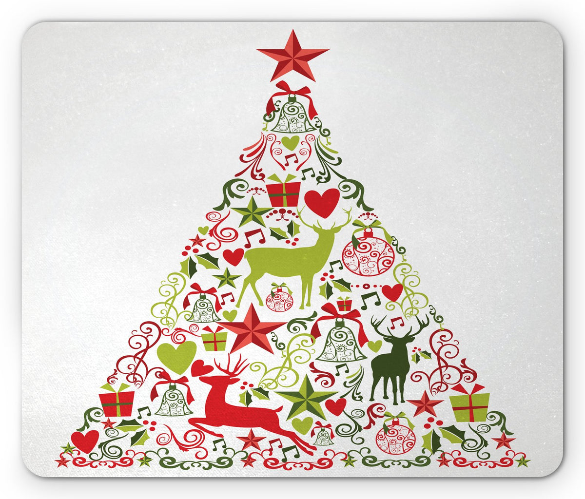 Lunarable Christmas Mouse Pad, New Year Theme Popular Seasonal Traditional Ornaments and Star with