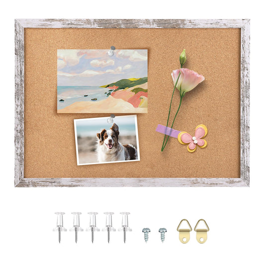 Aitakatta Cork Board Bulletin Board, 17x13 inches Decorative Hanging Framed Cork Boards for Walls
