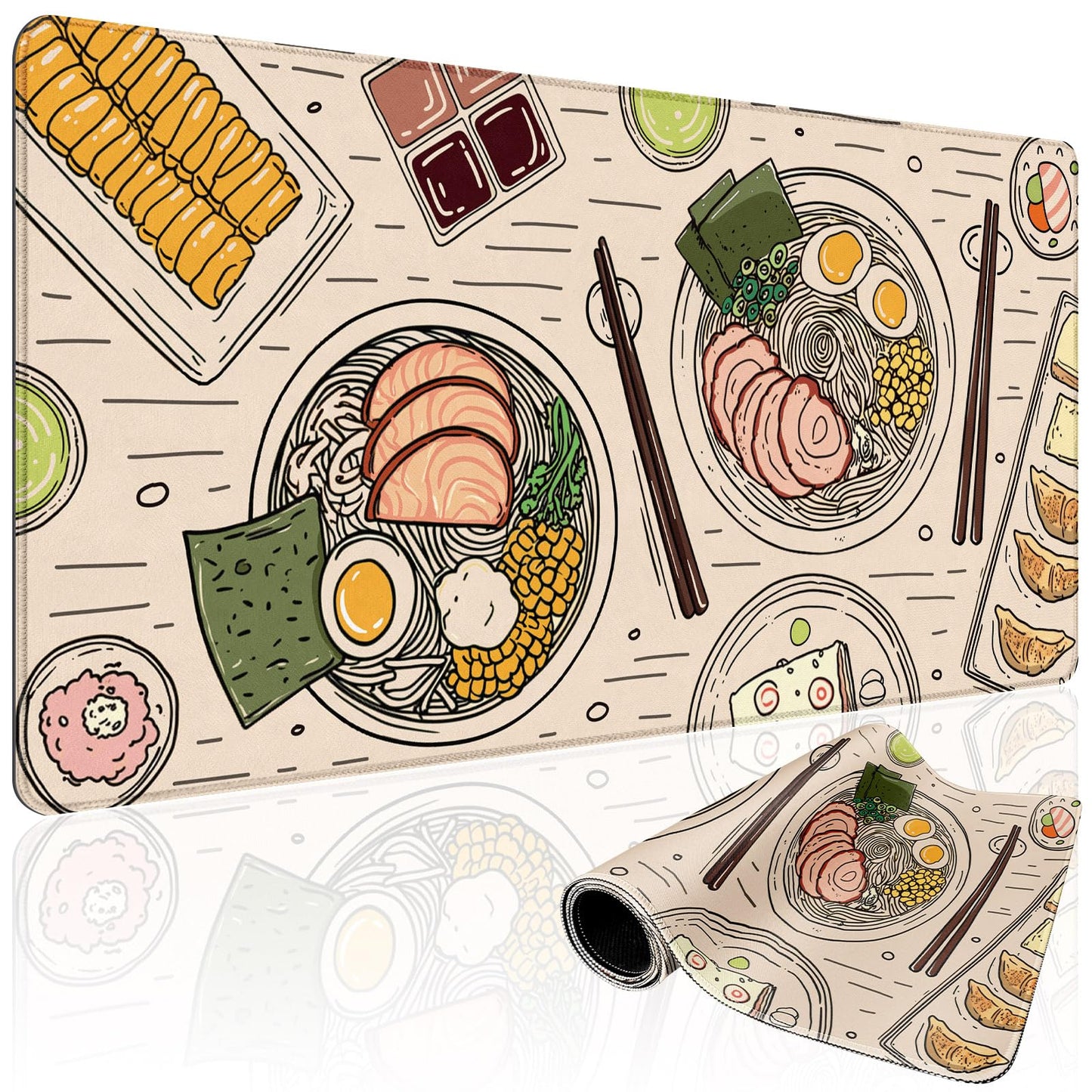 Mcapirivo Japanese Ramen Large Mouse Pad Gaming Desk Mat XXL 31.5"x15.7"