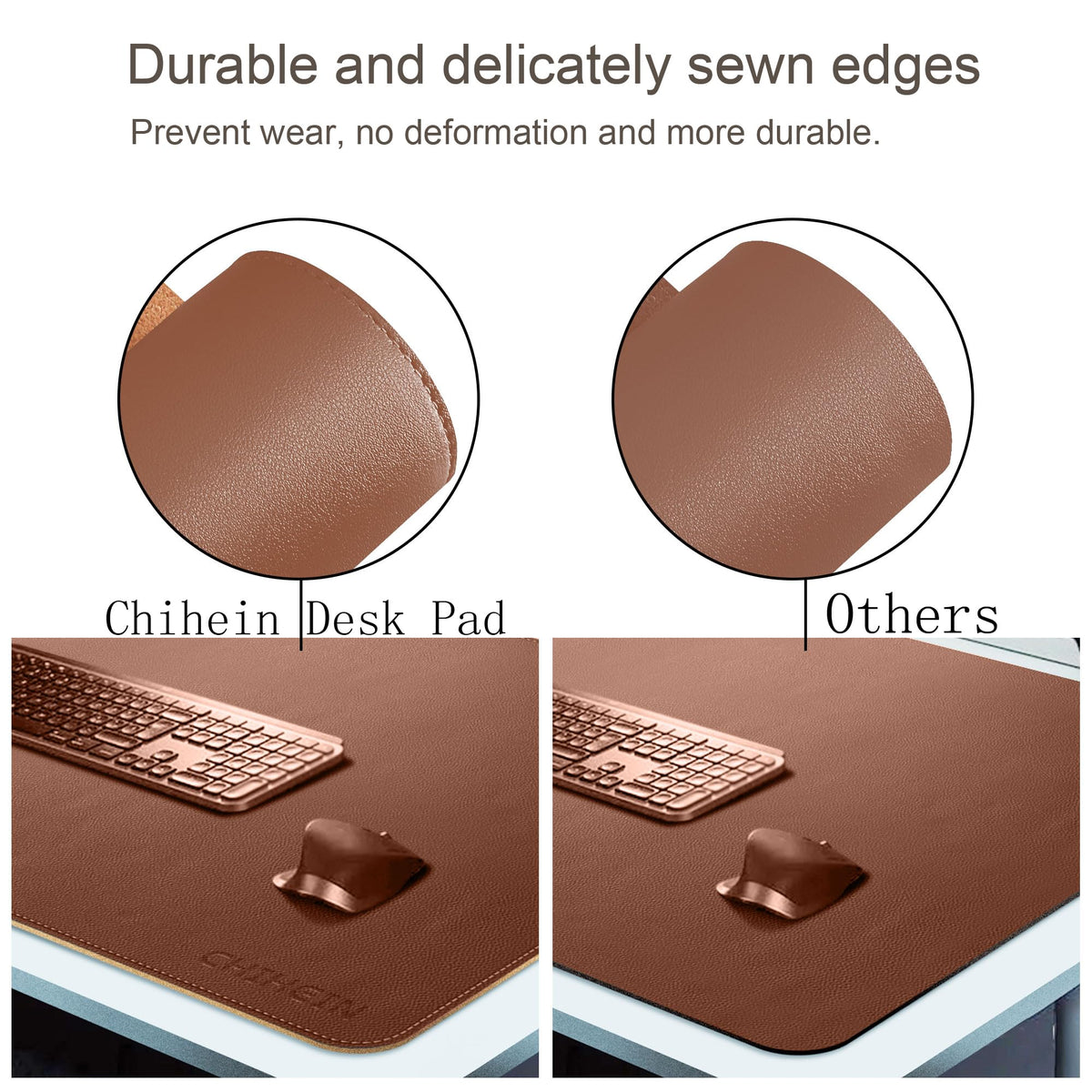 Chihein 39" x 20" 3XL Desk Mat with Cork & PU Leather, Dual Sided Desk Pad, Waterproof Computer