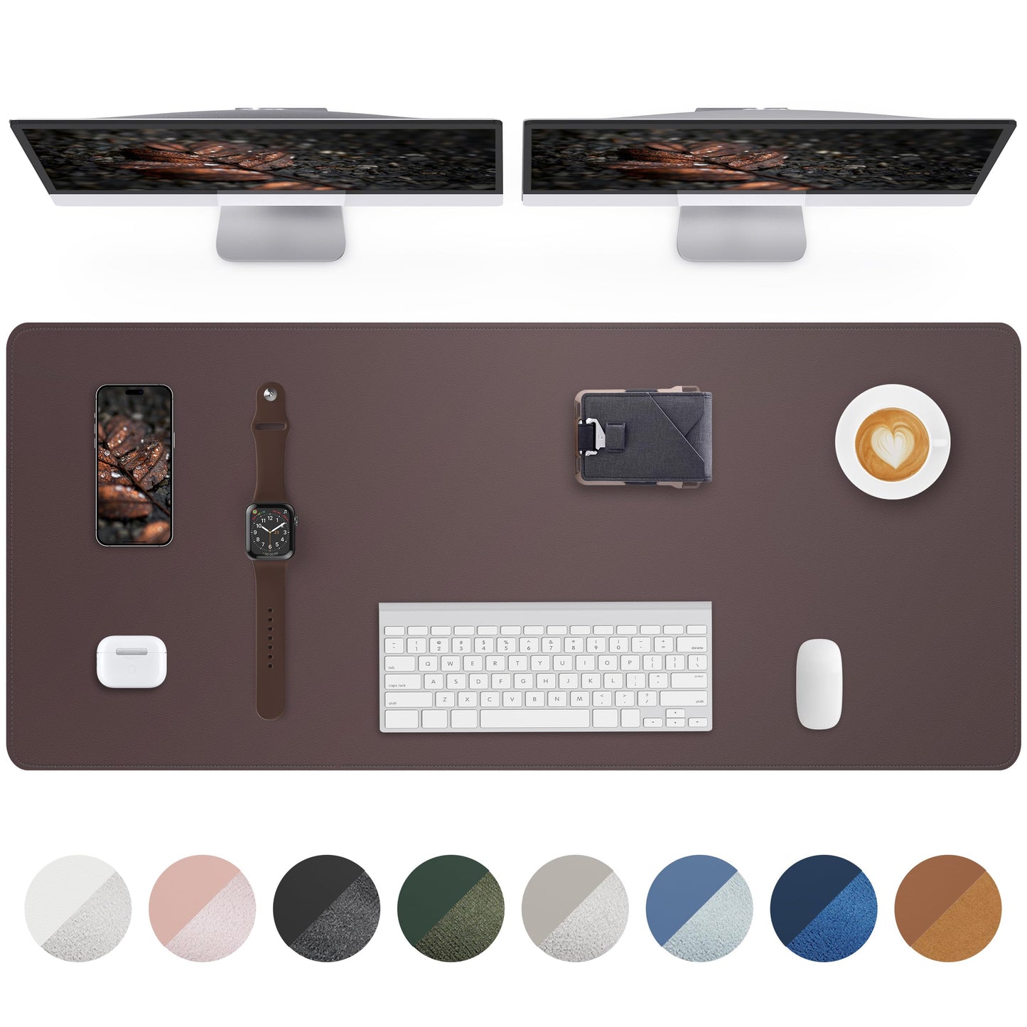 Large Desk Mat - 48" x 17"Leather Desk Pad Protector, Office Desk Mat, Non-Slip PU Leather Large