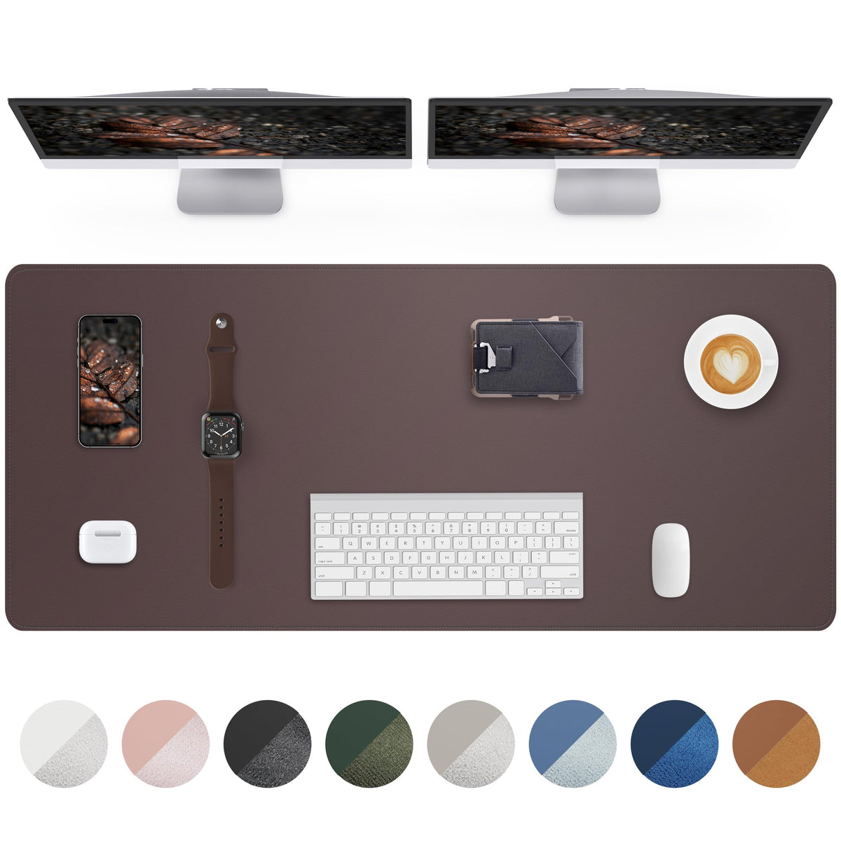 Large Desk Mat - 48" x 17"Leather Desk Pad Protector, Office Desk Mat, Non-Slip PU Leather Large