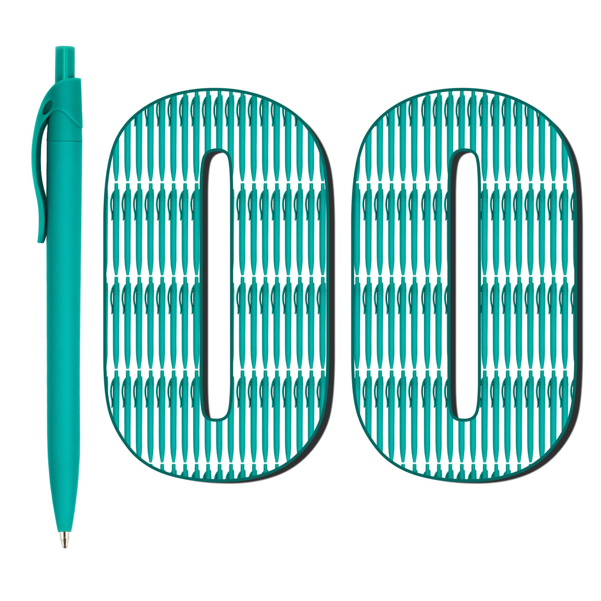 deegtran 100 Pack No Bleed Teal Blue Barrel Click Pens, Wholesale Retractable Ballpoint Pens
