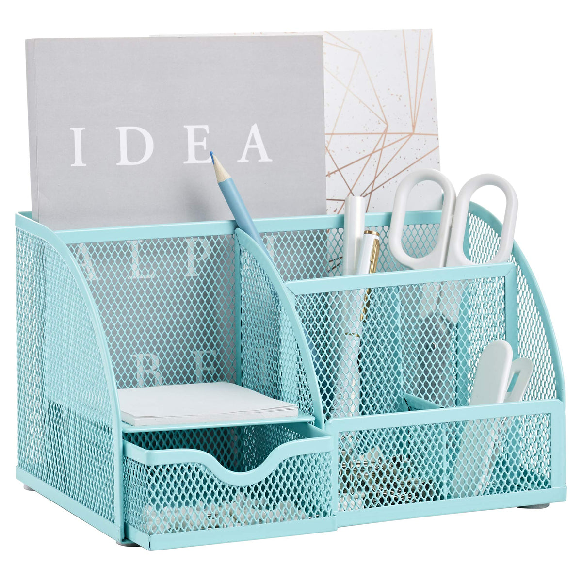 Annova Mesh Desk Organizer Office with 7 Compartments + Drawer/Desk Tidy Candy/Pen