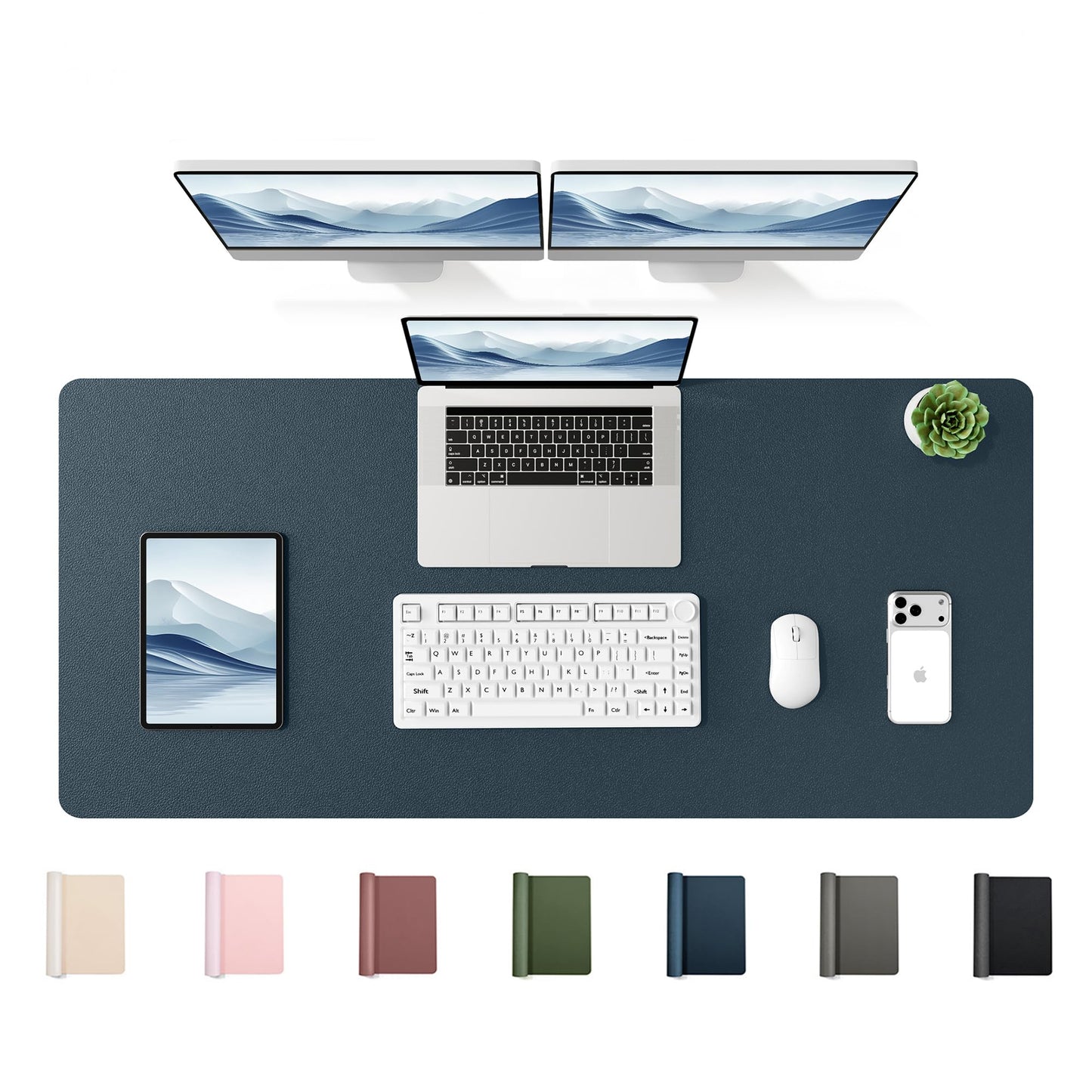 YSAGi 47.2" x 17" Large PU Leather Desk Mat for Keyboard and Mouse - Waterproof Non-Slip Desk Pad
