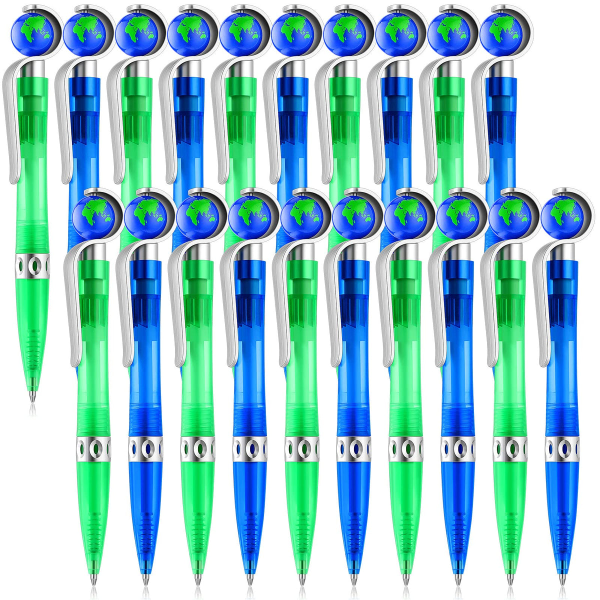 Teling 200 Pcs Earth Retractable Cute Globe Pens Bulk 1.0 mm Tellurion Shape Earth Day Black Ink