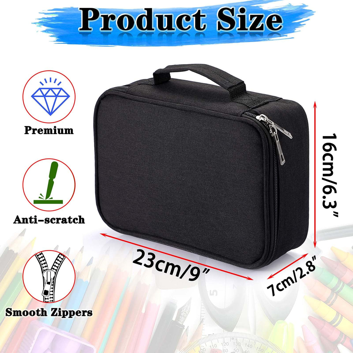 BTSKY® High Capacity Zipper Case- Multi-Functional for Stationery and Pencil, 72 Slots Colored