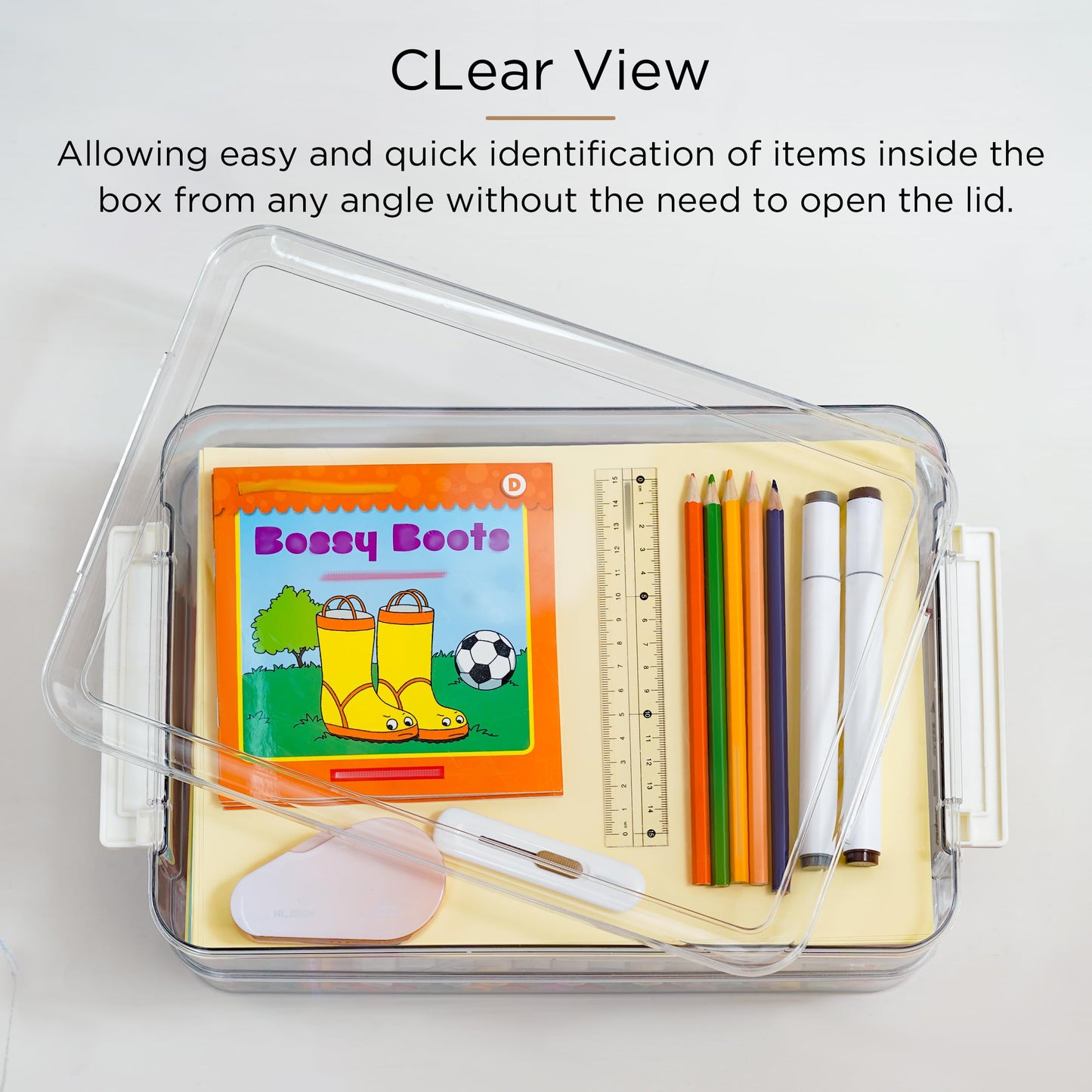 Citylife 5Packs 13''x9''Paper Storage Box with Lids, Clear Organizer