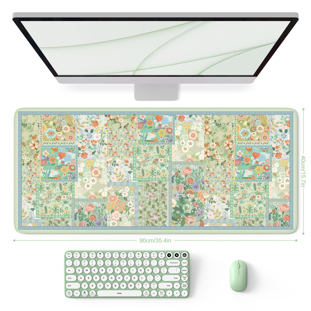 HAOCOO Green Desk Mat, Big Mouse Pad for Keyboard, Non-Slip Rubber Base