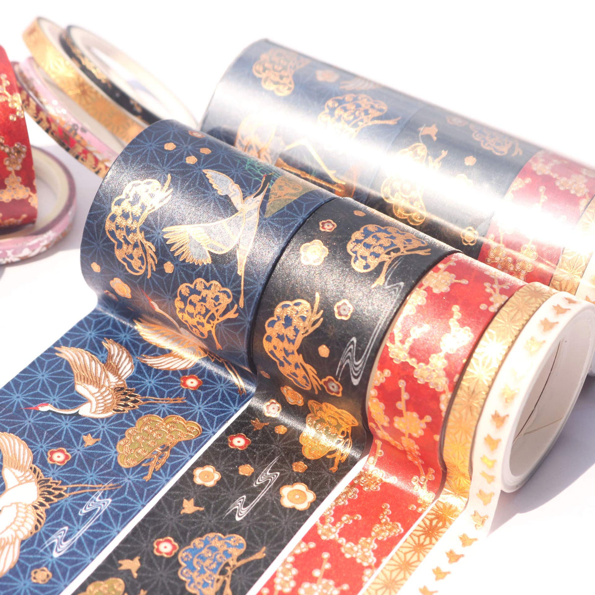VIVIQUEN Gold Washi Tape Set Vintage Masking Tape Decorative Tape for DIY Scrapbooking, Crafts