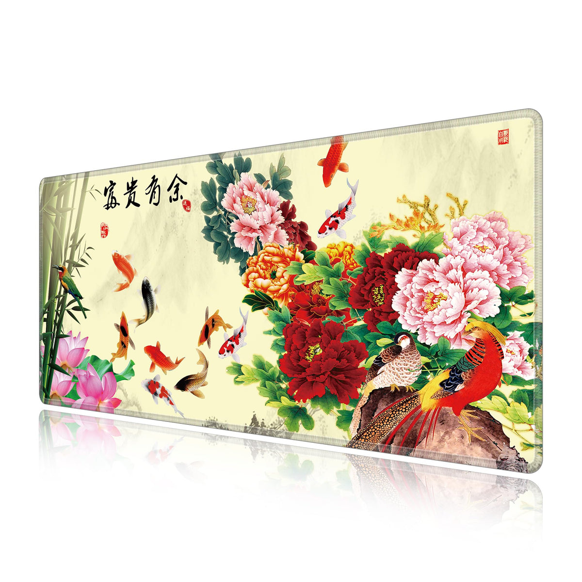 LL-COEUR XXL Landscape Gaming Mouse Pad Computer Keyboard Mat Office Desk Pad (Fish, 27.5" x 11.8"