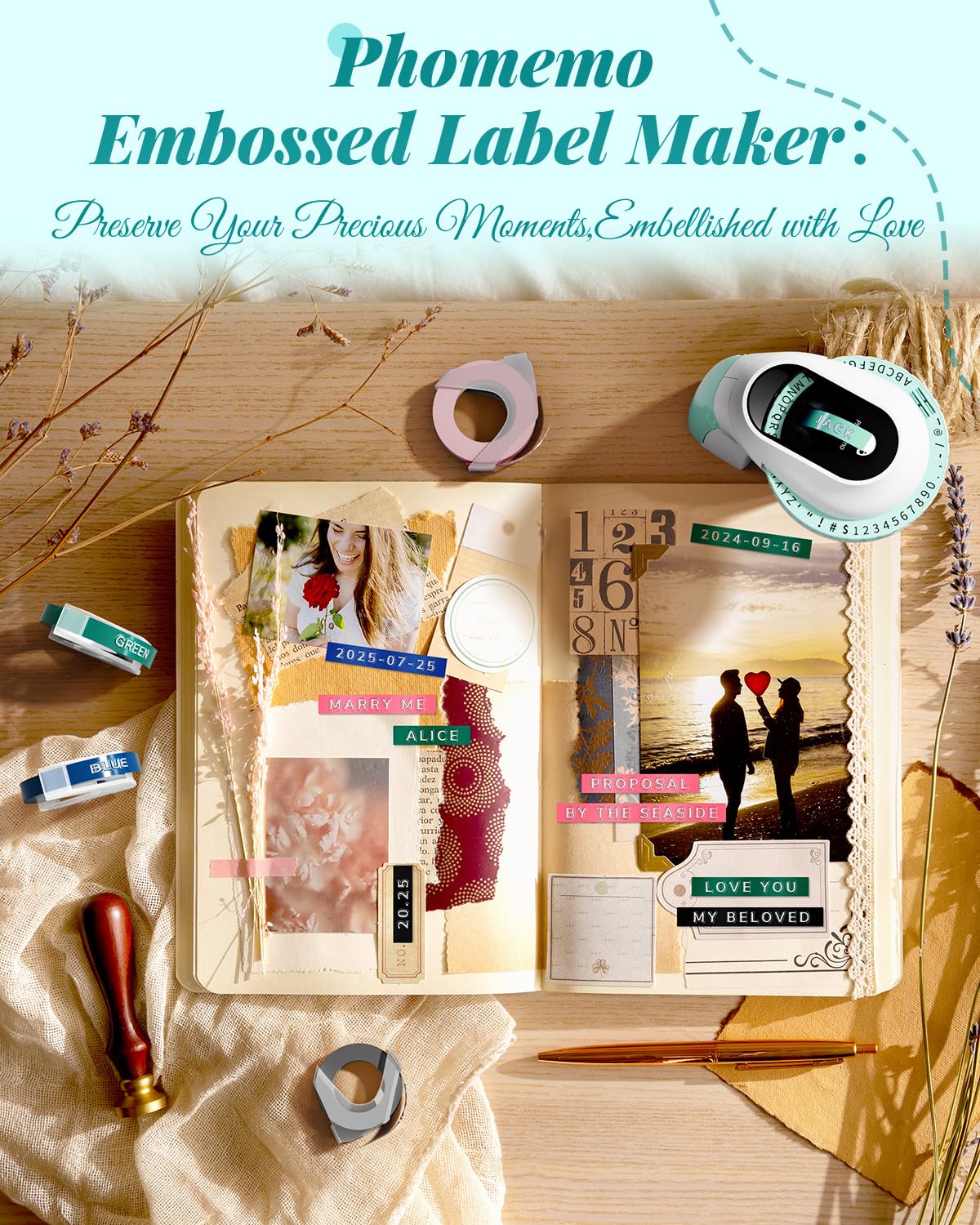 Embossing Label Maker Machine with 6 Tapes, Old School Embossed Label Make