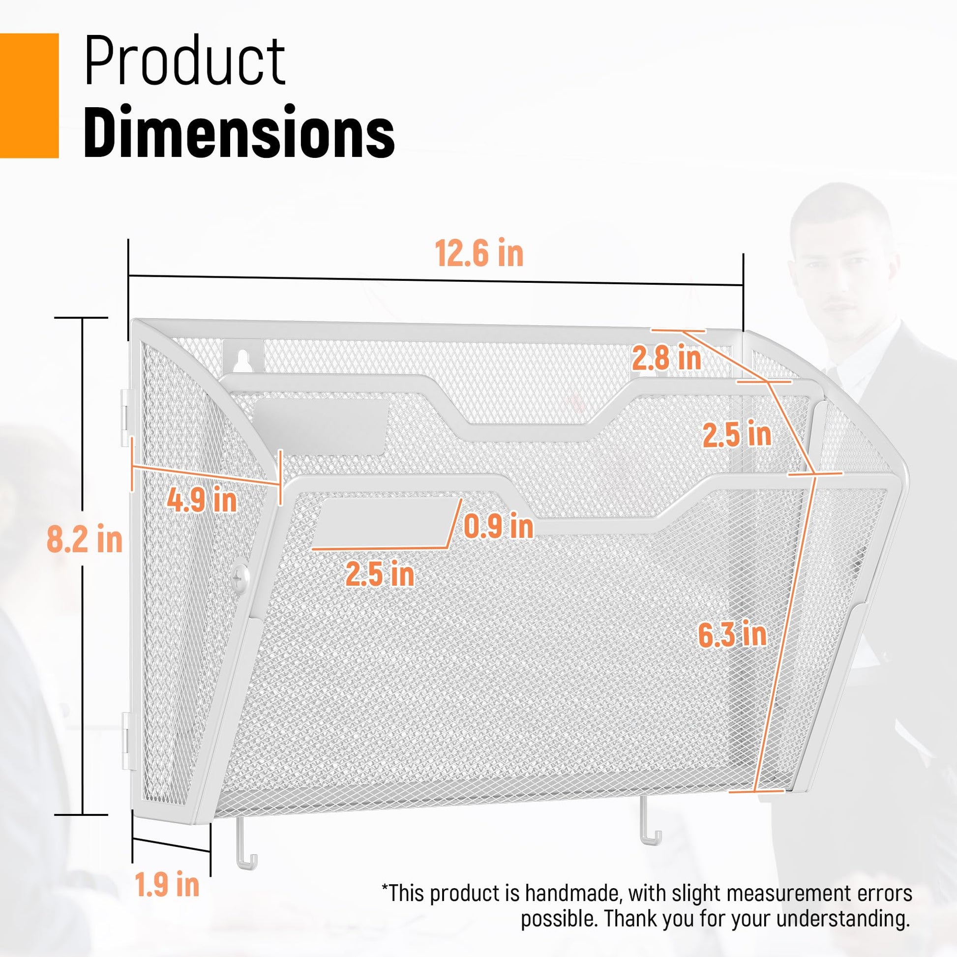Docnest 3 Pack 2 Tier Mesh Wall File Holders with Hooks for Mail, White