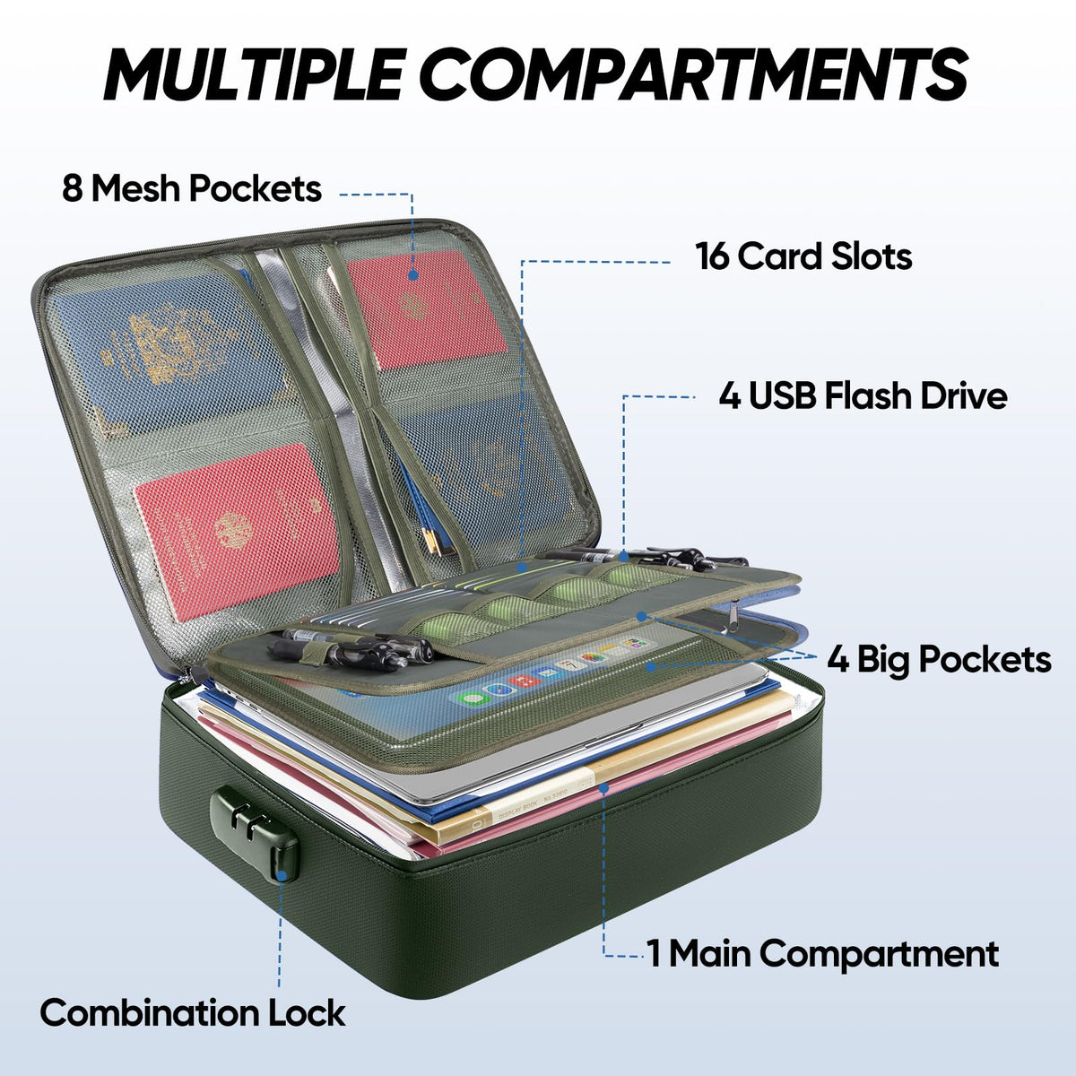 BALEINE Fireproof Document Box with Lock, Waterproof Fire Safe File Bag