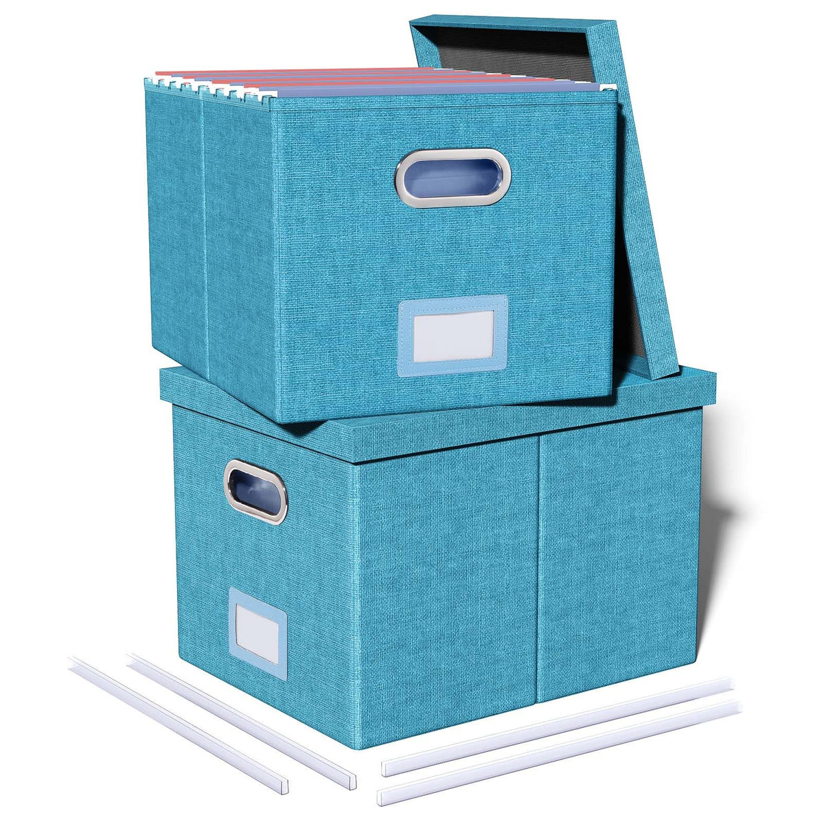 Oterri 2 Pack File Storage Organizer, Document Organizer, Portable File Box with Lid, Fit for