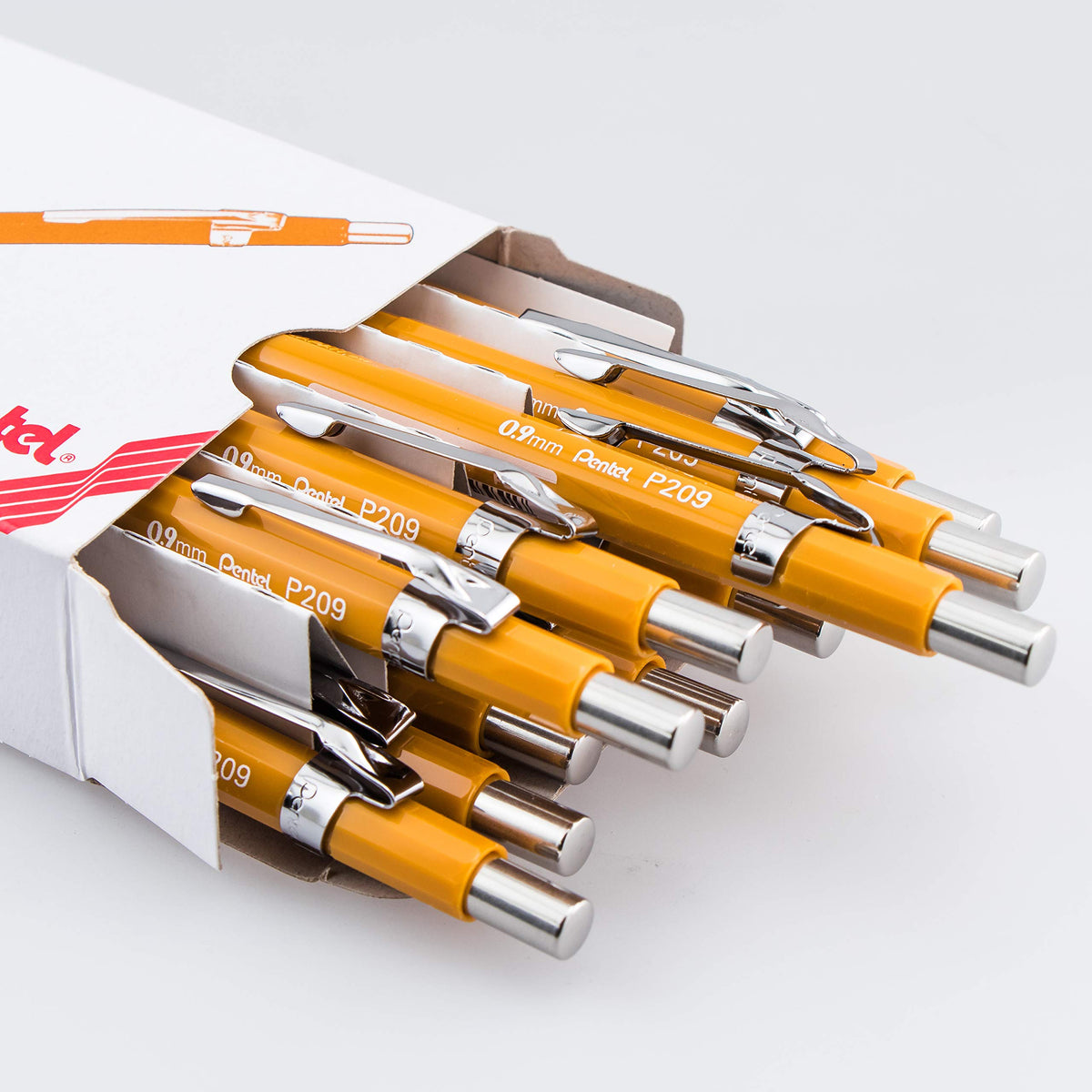 Pentel Sharp Mechanical Pencil, 0.9mm Lead Size, Yellow Barrel, Box of 12 Pencils (P209G)