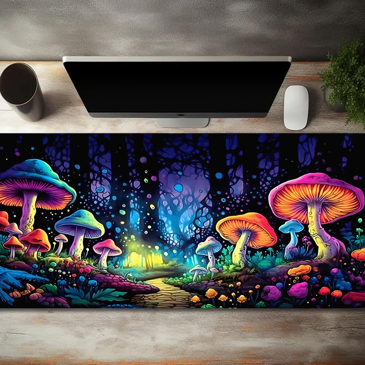 SparkLia Gaming Mouse Pad, Blacklight Waterproof Large Non-Slip Rubber Base Mouse Mat, Glow in The