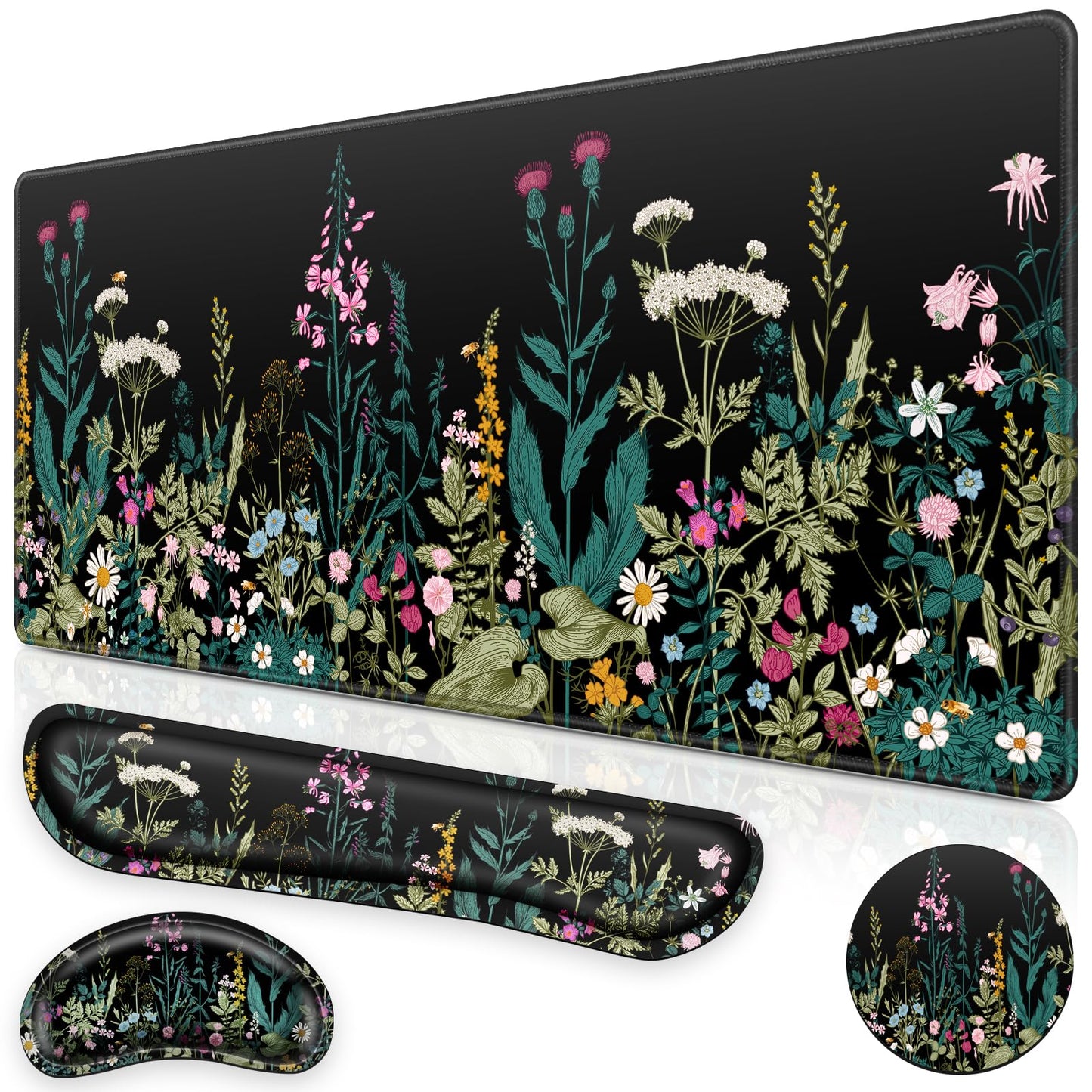Canjoy Desk Mat with Wrist Rest, Desk Pad for Keyboard and Mouse 4-in-1 Mouse Pad + Keyboard Wrist