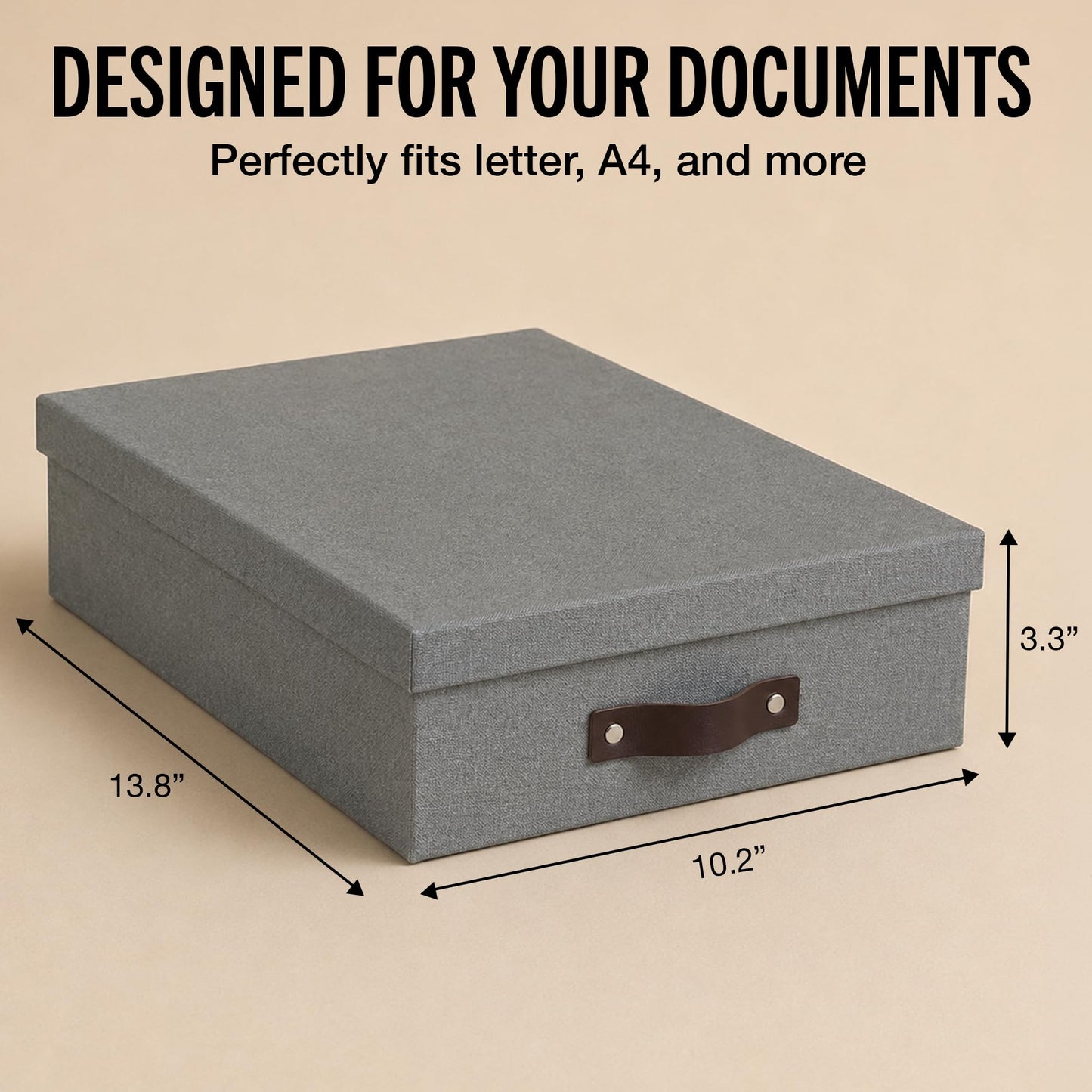 Bigso Box of Sweden Oskar Canvas Fiberboard Document Letter Box - File Organizer Box for Important
