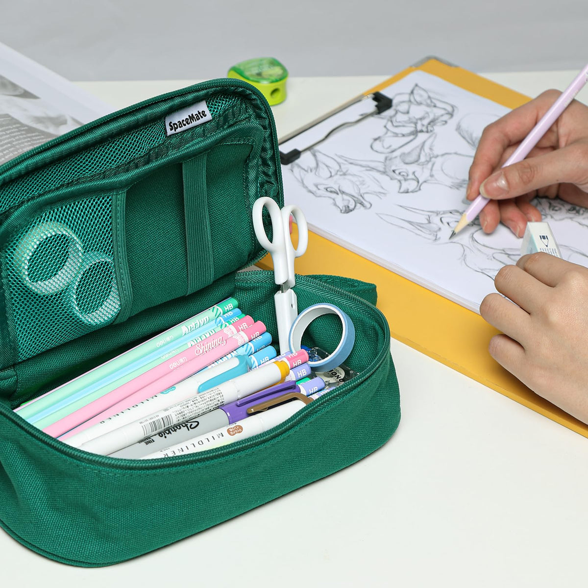 SPACEMATE Large Pencil Case Pouch, Zipper Pencil Box for Kids, Girls & Boys