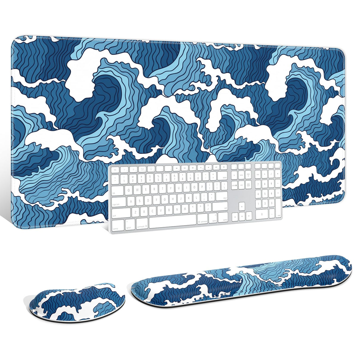 Auhoahsil Large Mouse Pad with Wrist Rests for Keyboard & Mouse, Thick Soft Ergonomic Memory Foam